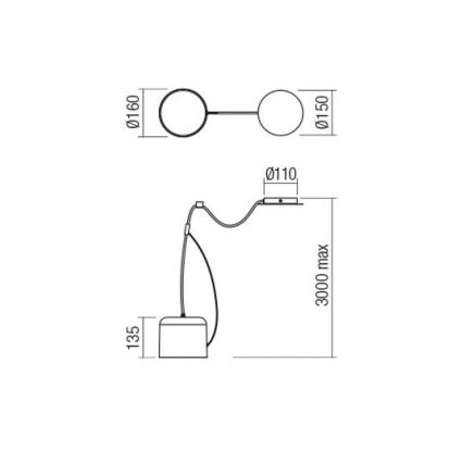 Redo 01-1824 - Luster na sajli DODO 1xE27/15W/230V pauk