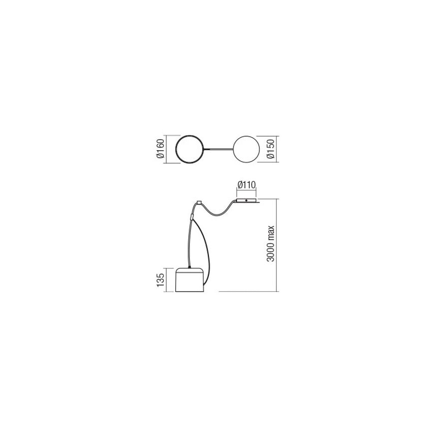 Redo 01-1824 - Luster na sajli DODO 1xE27/15W/230V pauk