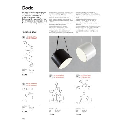 Redo 01-1826 - Luster na sajli DODO 3xE27/15W/230V pauk