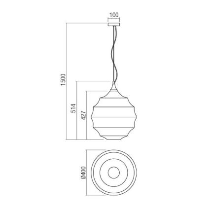Redo 01-1845 - Luster na sajli SLAG 1xE27/42W/230V pr. 40 cm siva