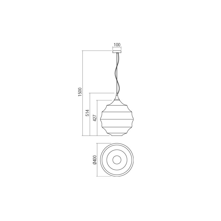 Redo 01-1845 - Luster na sajli SLAG 1xE27/42W/230V pr. 40 cm siva