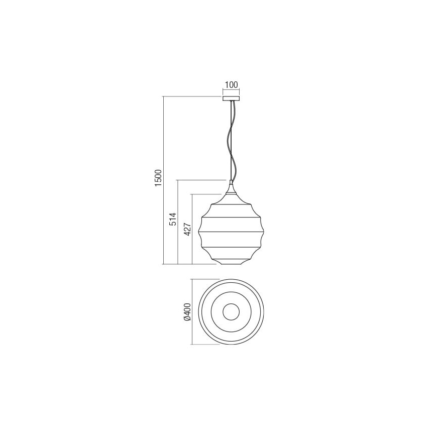 Redo 01-1846 - Luster na sajli SLAG 1xE27/42W/230V pr. 40 cm bakar