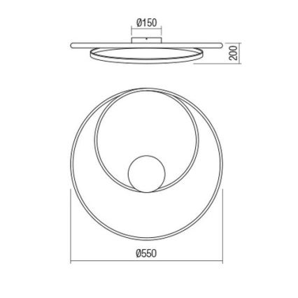 Redo 01-1887 - Prigušiva LED stropna svjetiljka TORSION/29W/230V 4000K Ø 55 cm brončana