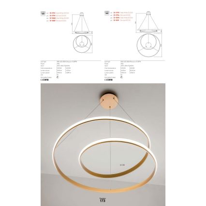 Redo 01-1889 - LED luster na sajli s mogućnošću prigušivanja TORSION LED/29W/230V 4000K promjer 55 cm u boji bronce