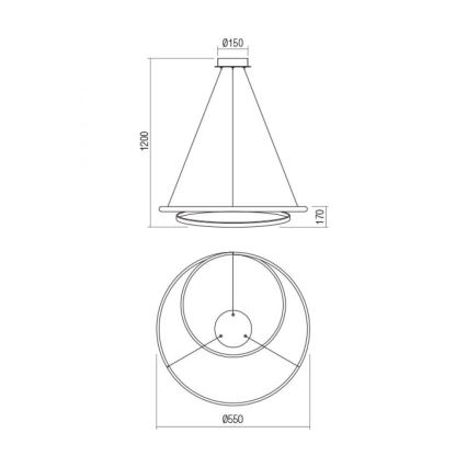 Redo 01-1889 - LED luster na sajli s mogućnošću prigušivanja TORSION LED/29W/230V 4000K promjer 55 cm u boji bronce