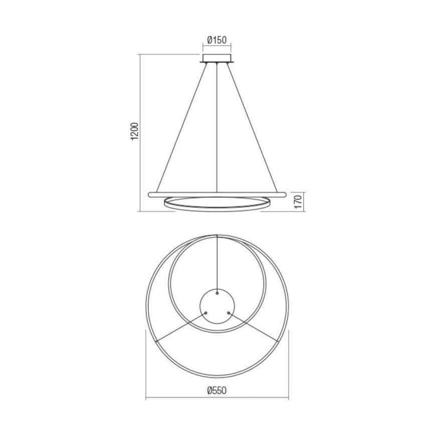 Redo 01-1889 - LED luster na sajli TORSION LED/29W/230V, s mogućnošću prigušivanja, promjer 55 cm, brončani