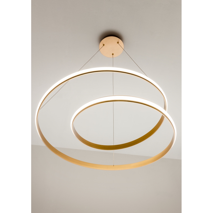 Redo 01-1891 - LED luster s mogućnošću prigušivanja na sajli TORSION LED/35W/230V Ø 75 cm brončani