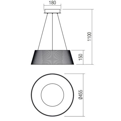 Redo 01-1938 - LED Luster na sajli  SARIS LED/36W/230V antracit