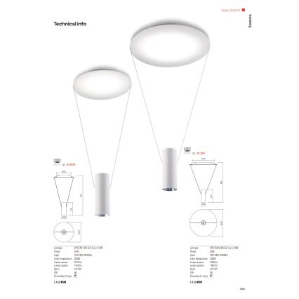 Redo 01-1971 - LED Prigušivi luster na sajli ESSENCE LED/36W/230V 3000K bijela