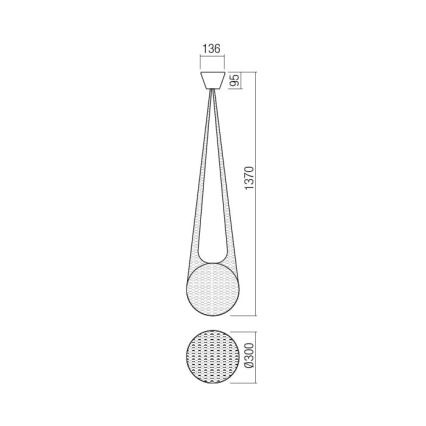 Redo 01-1973 - LED Luster na sajli ALLURIA 1xE27/7W/230V pr. 30 cm