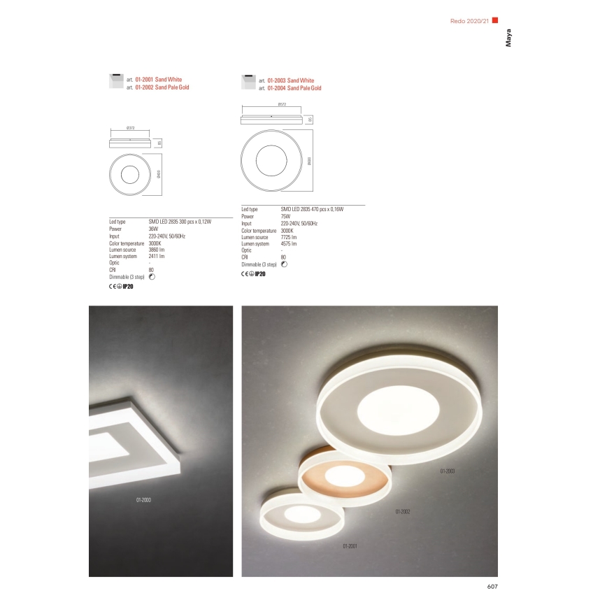 Redo 01-2000 - Prigušivo LED stropno svjetlo MAYA LED/55W/230V 51x51 cm zlatno