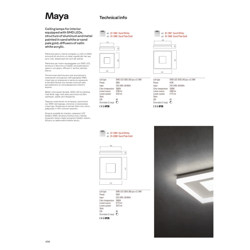 Redo 01-2004 - LED prigušivo stropno svjetlo MAYA LED/75W/230V pr. 60 cm zlatno