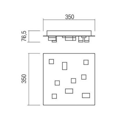 Redo 01-2015 - LED Stropna svjetiljka PIXEL LED/27W/230V 3000K 35x35 cm crna