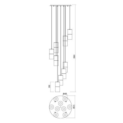 Redo 01-2027 - Luster na sajli IWI 9xE27/42W/230V crna