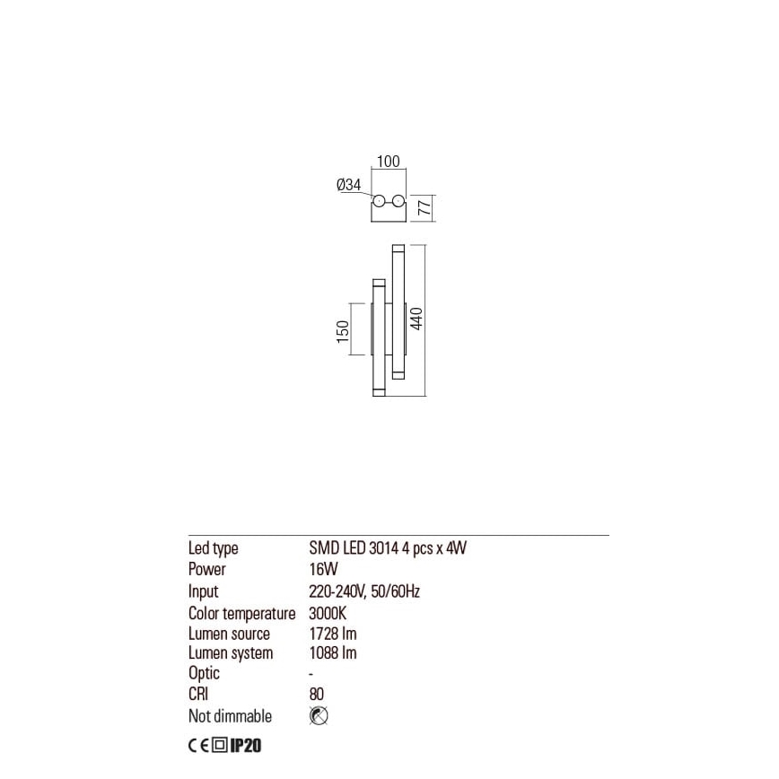 Redo 01-2034 - LED Zidna svjetiljka MADISON 4xLED/4W/230V bakar
