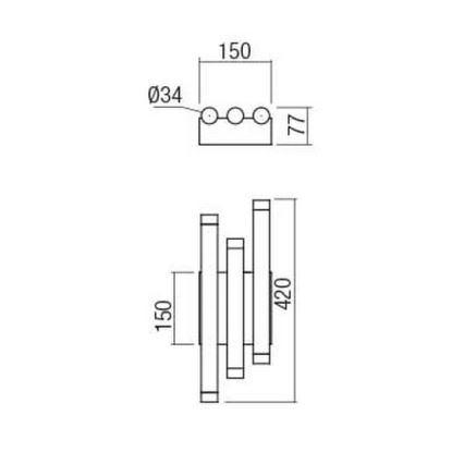 Redo 01-2038 - LED Zidna svjetiljka MADISON 6xLED/4W/230V crna