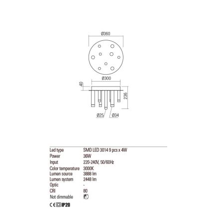 Redo 01-2039 - LED Stropna svjetiljka MADISON 9xLED/4W/230V zlatna