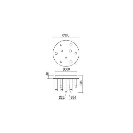 Redo 01-2039 - LED Stropna svjetiljka MADISON 9xLED/4W/230V zlatna