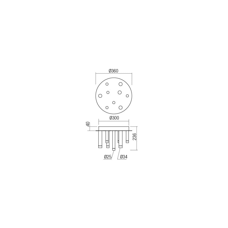 Redo 01-2042 - LED Stropna svjetiljka MADISON 9xLED/4W/230V sjajni krom/crna/bakar