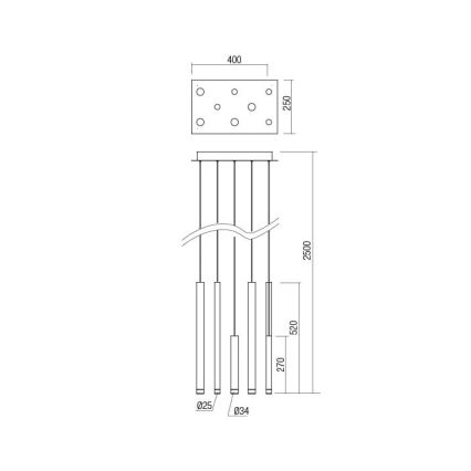 Redo 01-2046 - LED Luster na sajli MADISON 8xLED/4W/230V zlatna