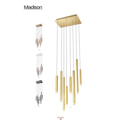 Redo 01-2047 - LED Luster na sajli MADISON 8xLED/4W/230V bakar