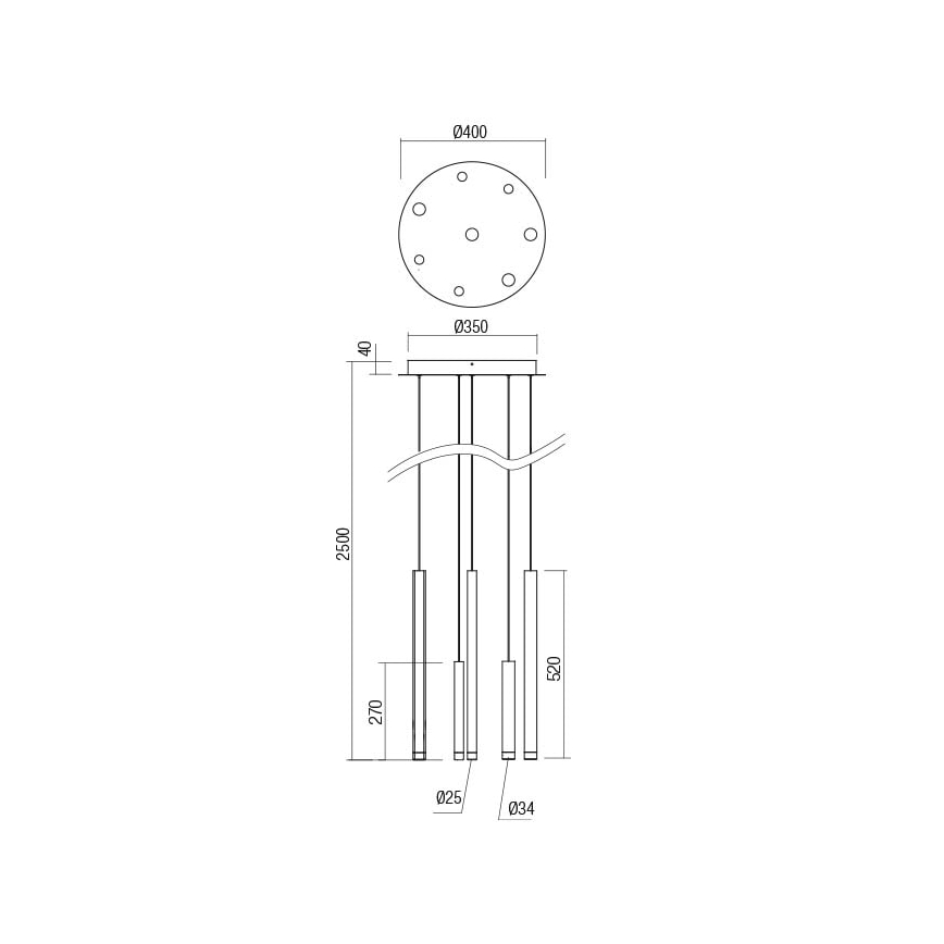 Redo 01-2050 - LED Luster na sajli MADISON 8xLED/4W/230V zlatna