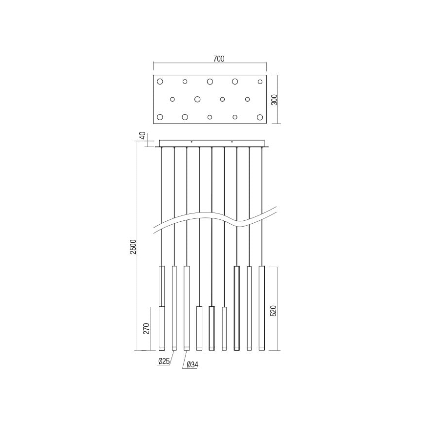 Redo 01-2057 - LED Luster na sajli MADISON 14xLED/4W/230V sjajni krom/crna/bakar