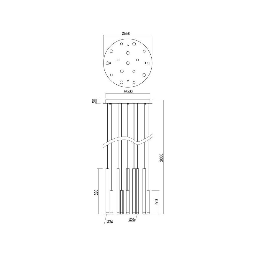 Redo 01-2061 - LED Luster na sajli MADISON 16xLED/4W/230V sjajni krom/crna/bakar