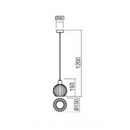 Redo 01-2063 - Luster na sajli PLUMEN 1x/E14/40W/230V pr. 15 cm siva