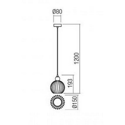 Redo 01-2064 - Luster na sajli PLUMEN 1xE14/40W/230V pr. 15 cm bakar