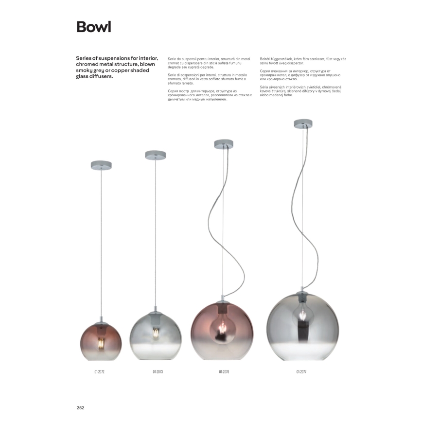 Redo 01-2076 - Luster na sajli BOWL 1xE27/42W/230V pr. 30 cm bakar