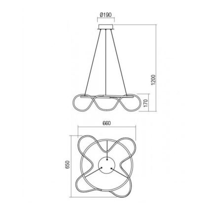 Redo 01-2110 - LED Prigušivi luster na sajli CORRAL LED/40W/230V 3000K zlatna