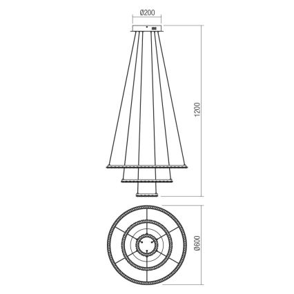 Redo 01-2173 - LED Luster na sajli NUNZIA LED/54W/230V