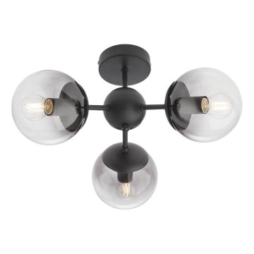 Redo 01-2176 - Stropni luster na šipci SEMIA 3xE14/28W/230V crni/s zadimljenim staklom