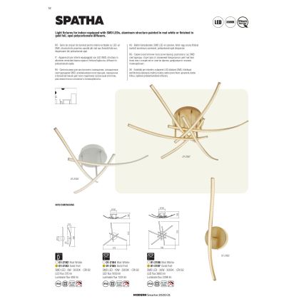 Redo 01-2185 - LED Stropna svjetiljka SPATHA 3xLED/6W/230V 3000K zlatna