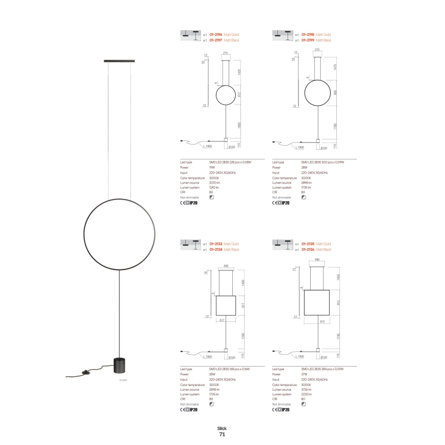 Redo 01-2197 - LED Podna lampa SLICK LED/19W/230V crna