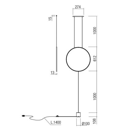 Redo 01-2197 - LED Podna lampa SLICK LED/19W/230V crna