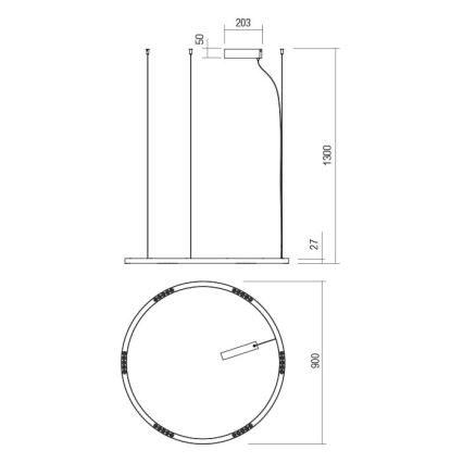 Redo 01-2205 - LED Luster na sajli UNION LED/50W/230V 3000K pr. 90 cm bijela