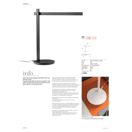 Redo 01-2212 - LED Prigušiva stolna lampa na dodir OMEO LED/5,5W/230V 3000/4500/6500K bijela