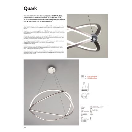 Redo 01-2251 - LED Prigušivi luster na sajli QUARK LED/43W/230V 3000K pr. 60 cm mat krom