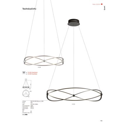 Redo 01-2251 - LED Prigušivi luster na sajli QUARK LED/43W/230V 3000K pr. 60 cm krom