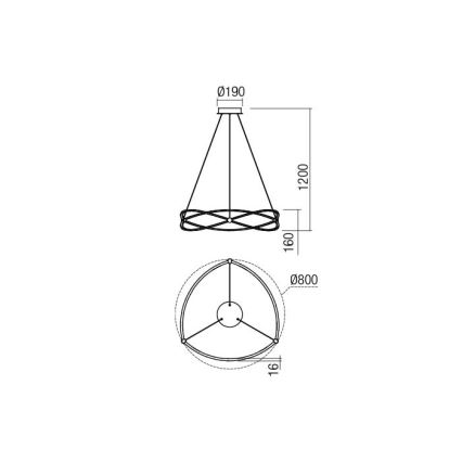Redo 01-2251 - LED Prigušivi luster na sajli QUARK LED/43W/230V 3000K pr. 60 cm mat krom