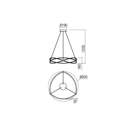 Redo 01-2251 - LED Prigušivi luster na sajli QUARK LED/43W/230V 3000K pr. 60 cm krom