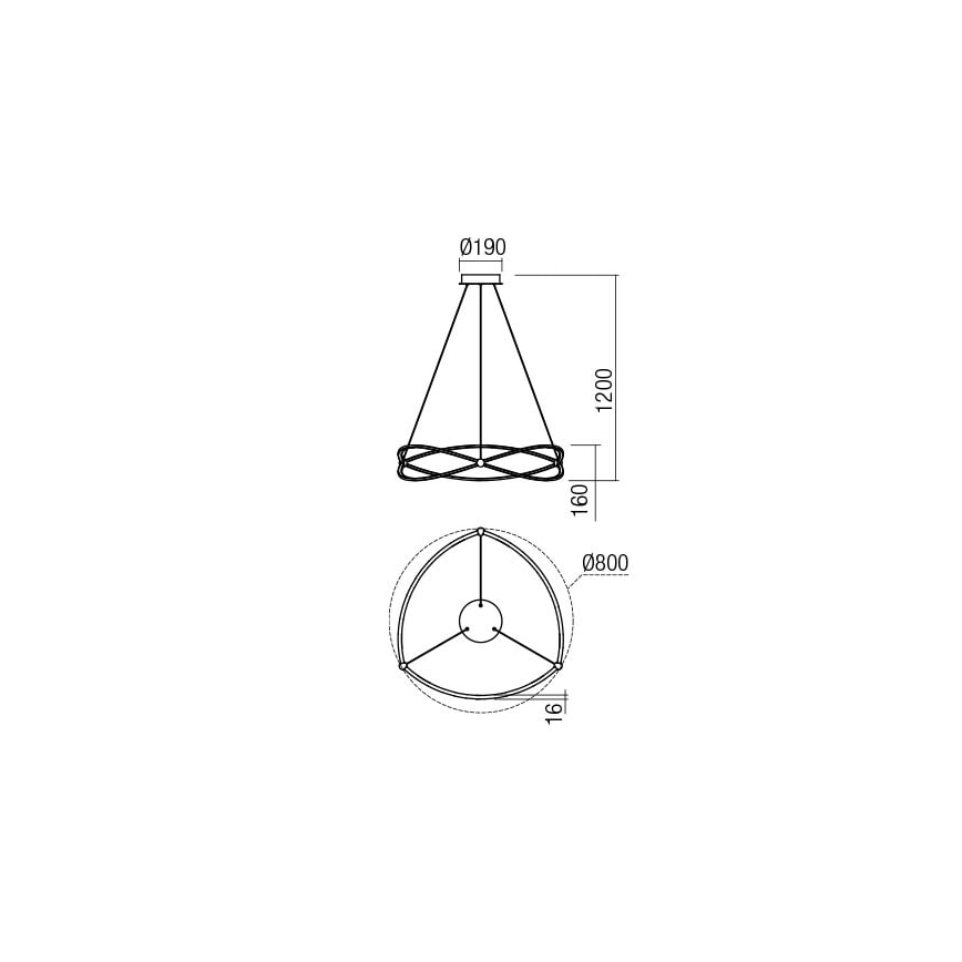Redo 01-2251 - LED prigušivački luster na užetu QUARK LED/43W/230V 3000K promjer 60 cm mat krom