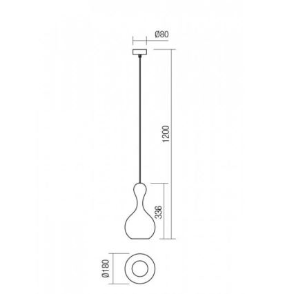 Redo 01-2256 - Luster na sajli LOB 1xE27/42W/230V pr. 18 cm siva