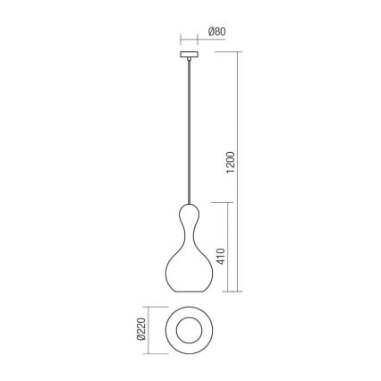 Redo 01-2260 - Luster na sajli LOB 1xE27/42W/230V pr. 22 cm bakar