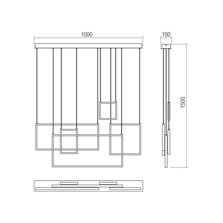 Redo 01-2318 - LED Prigušivi luster na sajli PLANA LED/80W/230V crna