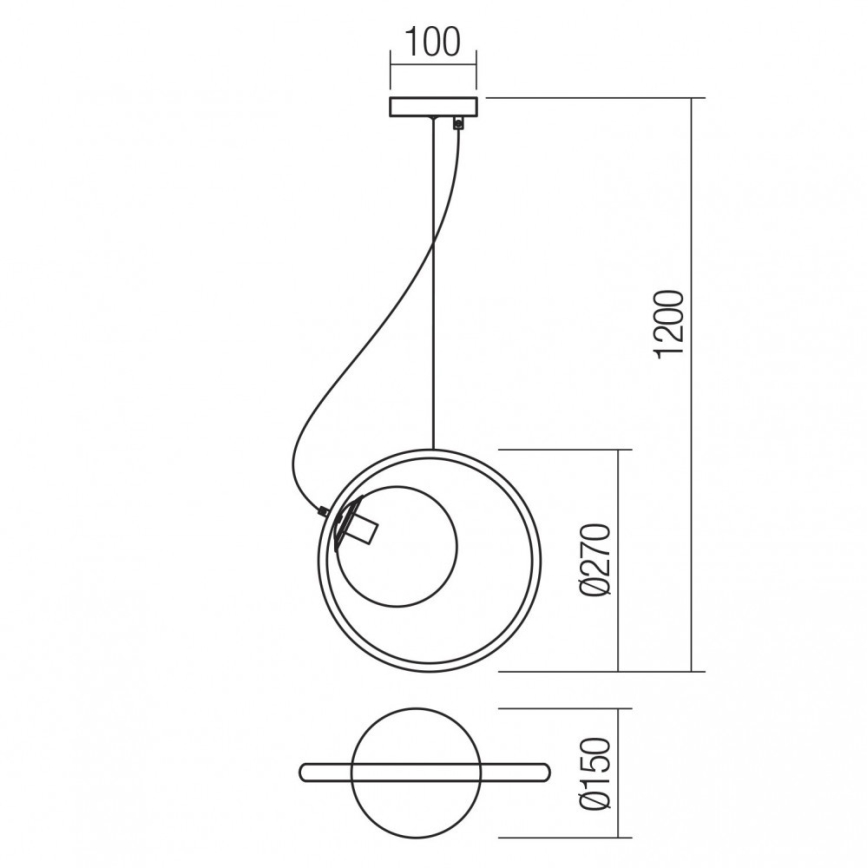 Redo 01-2320 - Luster na sajli KLEIDI 1xE14/28W/230V pr. 27 cm crna