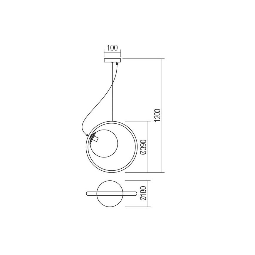 Redo 01-2322 - Luster na sajli KLEIDI 1xE27/42W/230V pr. 39 cm crna