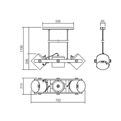 Redo 01-2403 - Luster na sajli POOH 3xE27/42W/230V bukva